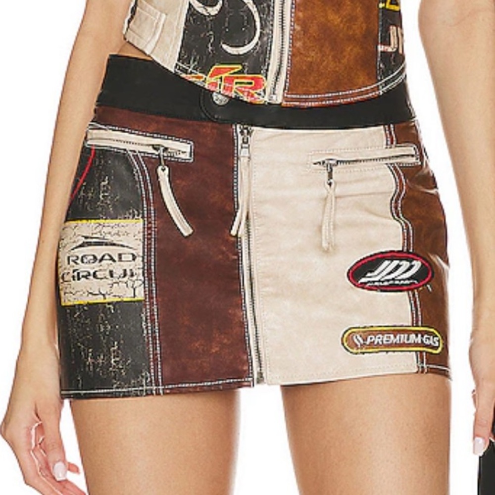 Jaded London Dayton Leather Mini Skirt UK 10